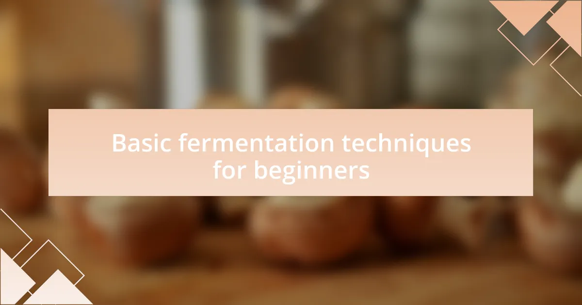 Basic fermentation techniques for beginners