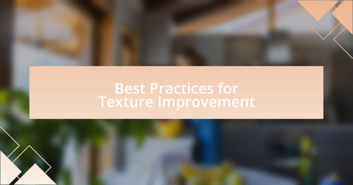 Best Practices for Texture Improvement