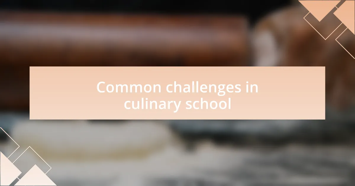 Common challenges in culinary school