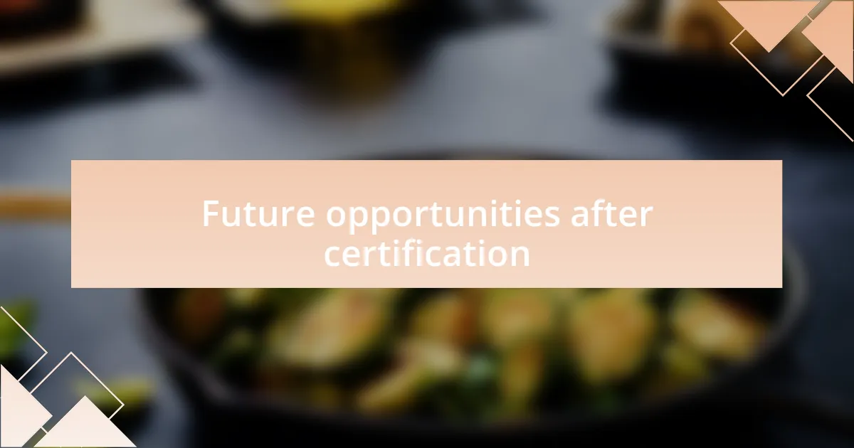 Future opportunities after certification