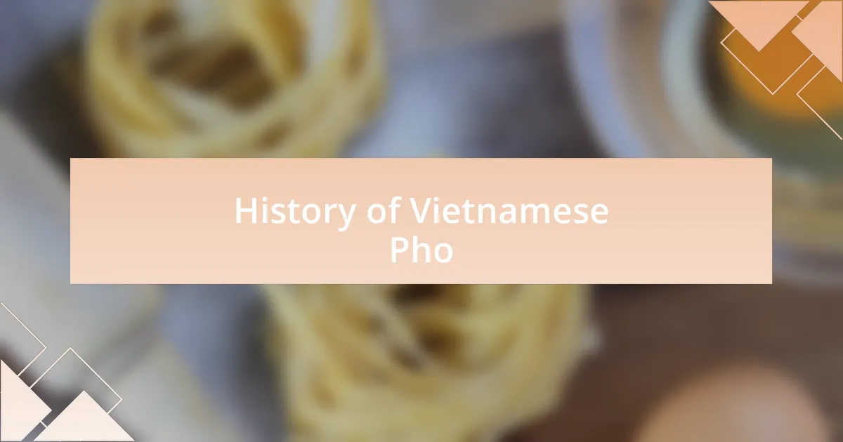 History of Vietnamese Pho